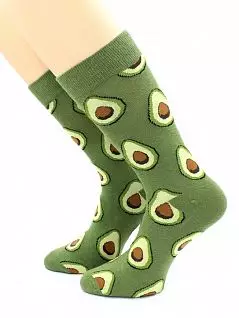 Эластичные носки из хлопка с принтом "Авокадо" зеленого цвета Hobby Line 45961